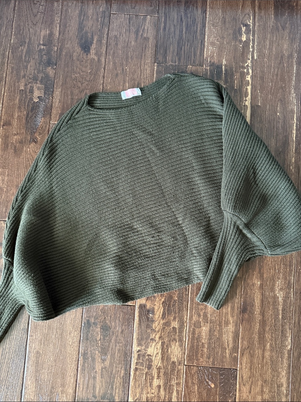 Cozy Olive Ribbed Crewneck Sweater